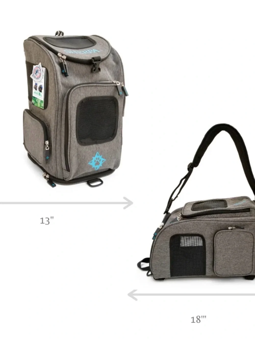 Gray Pet Carrier Tote Bag for Dogs - Comfortable Travel Carrier
